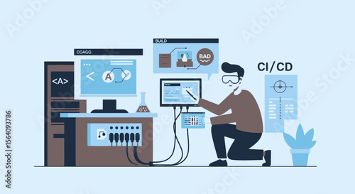 Continuous Integration And Continuous Delivery Concept Illustrated With Data Science Setup