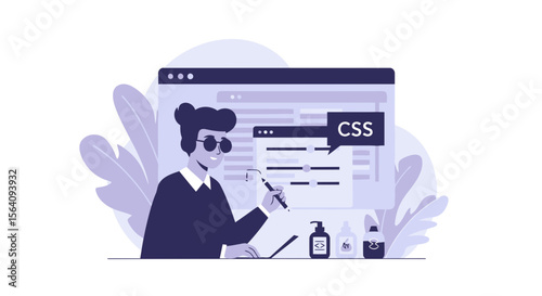 Creative Designer Working With Css Styles For Web Development Interface
