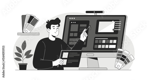Creative Designer Working On Website Development Using Digital Technologies At Home
