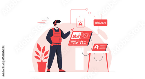 Cybersecurity Expert Monitoring Threat Indicators And Breach Prevention Systems At Work