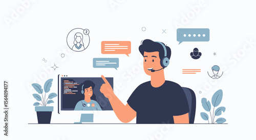 Customer Support Video Call Interface For Online Technical Assistance Service