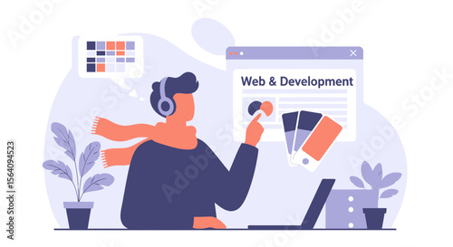 Dedicated Designer Focused On Digital Projects In Comfortable Workspace