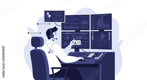 Dedicated Data Analyst Monitoring Market Trends And Network Security Indicators Display