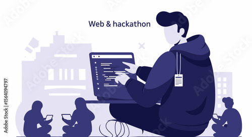 Developer Team Collaborating On Software Code At Hackathon Event In The City
