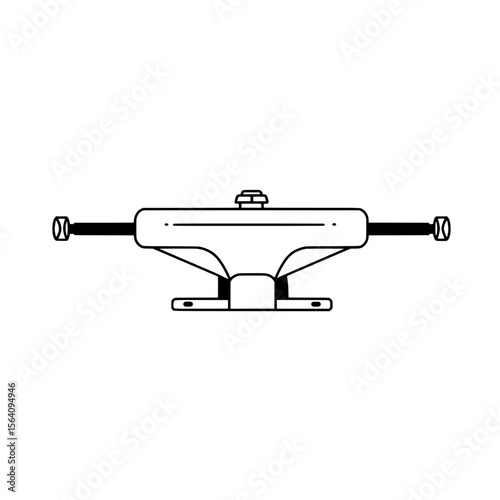 Skateboard Truck - Vector Illustration: Skateboard truck vector illustration isolated on a white background, an essential element for skateboarding and extreme sport enthusiasts.