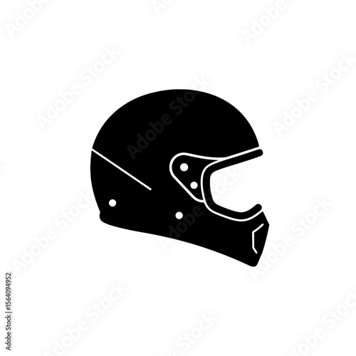 Vintage Motorcycle Helmet Silhouette: A classic black helmet evokes a sense of adventure and protection, standing as a symbol of safety and the thrill of the open road.