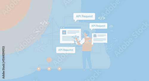 Developer Working With Api Connecting Software In A Distributed System Architecture