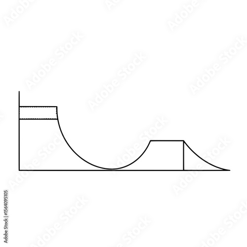 Skate Park Ramps: A graphic illustration presents the sleek, minimalist design of a skate park ramp, ideal for extreme sports and urban activity.
