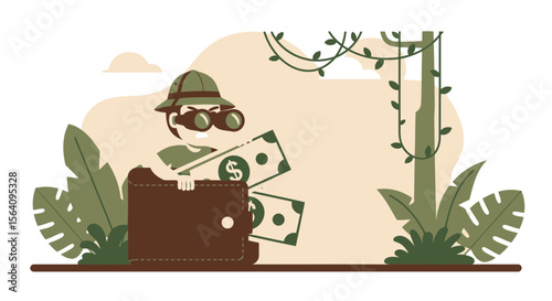 Financial Expedition Explore Wealth Discover Investment Opportunities Illustration