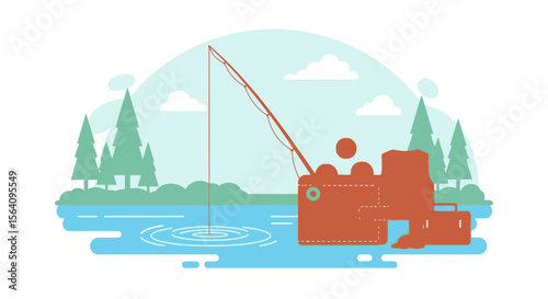 Fishing For Money Metaphor Business Concept Of Financial And Investment Growth