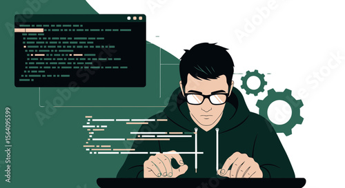 Focused Coder Working On Innovative Software Development Or Coding Project