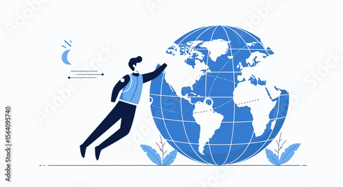 Global Networking Flat Design For International Business and Globalization Concept