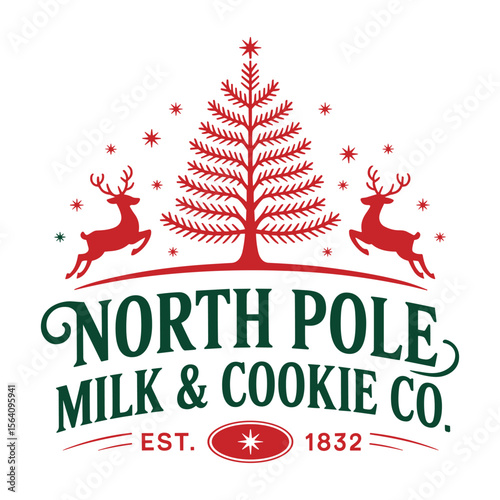 north pole milk and cookie co, est, 1932 t shirt design