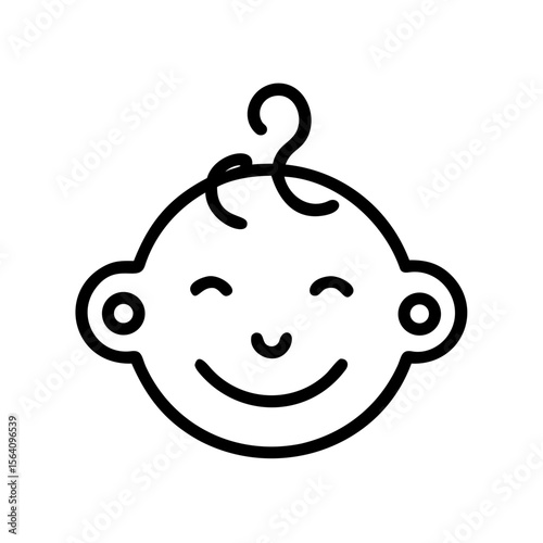 Baby face with smile and curl — pediatrics icon, transparent background