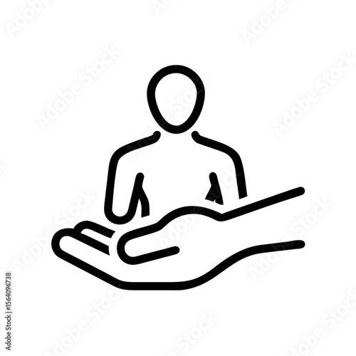Massage therapy icon — wellness hands on back, transparent background