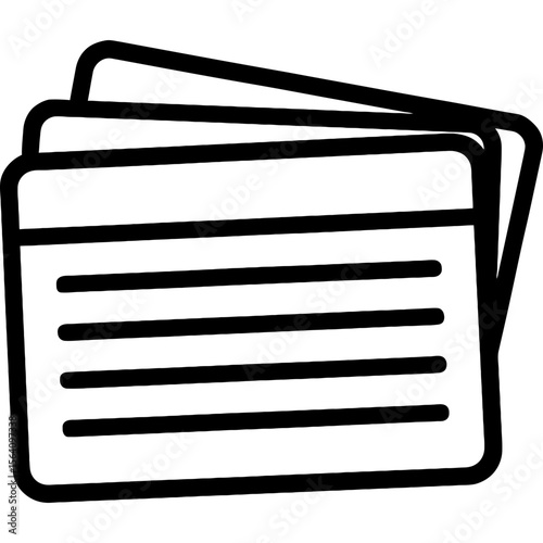 Stack of rectangular index cards outline icon vector