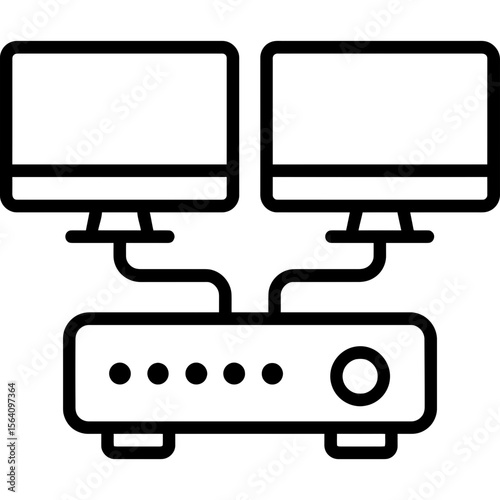 Dual monitor kvm switch outline icon vector