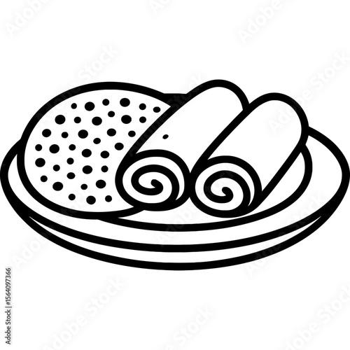 Injera bread outline icon vector