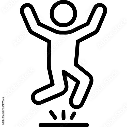 Person jumping outline icon vector