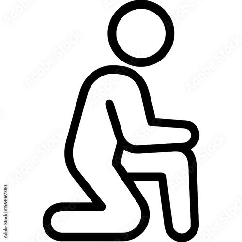 Person kneeling outline icon vector
