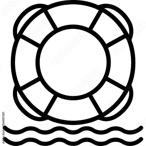 Life preserver ring outline icon vector