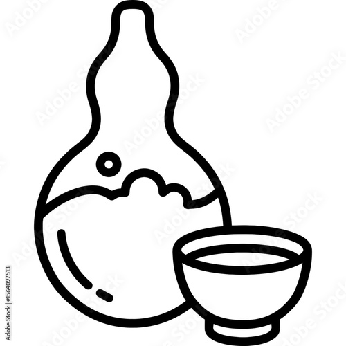 Palm wine calabash outline icon vector