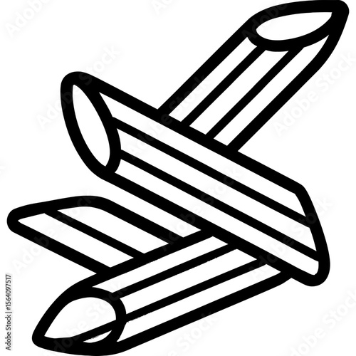 Penne pasta outline icon vector