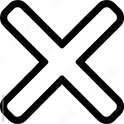 Black and white outline icon of x mark vector style