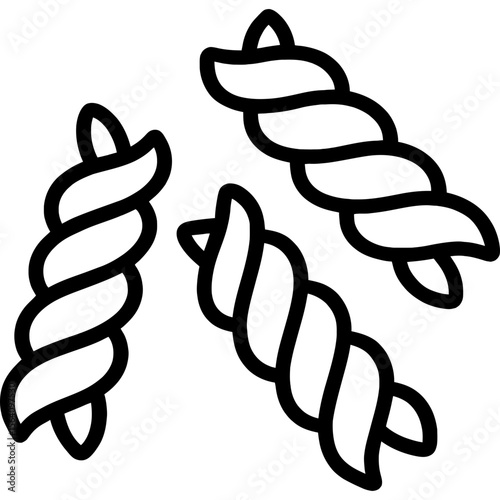 Fusilli spiral pasta outline icon vector