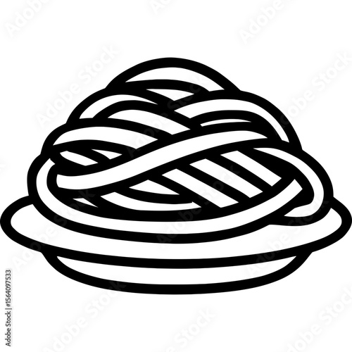 Linguine pasta outline icon vector