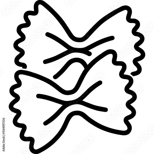 Farfalle pasta outline icon vector