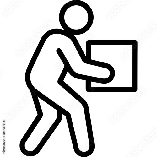 Person carrying box or bag outline icon vector