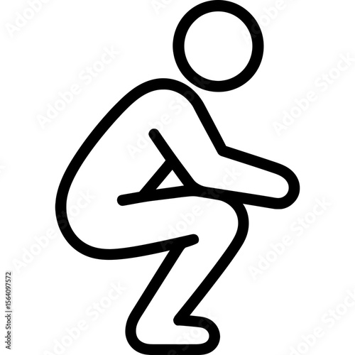 Crouching person minimalist outline icon vector