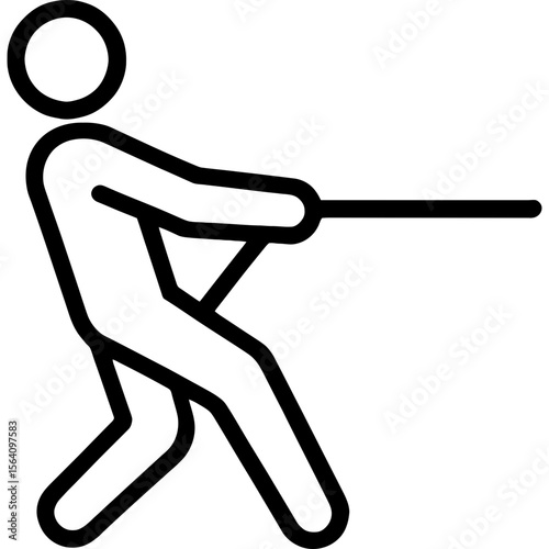 Person pulling rope outline icon vector