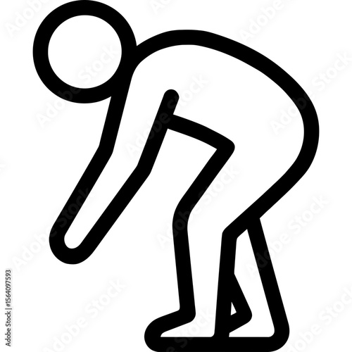Person bending at waist outline icon vector