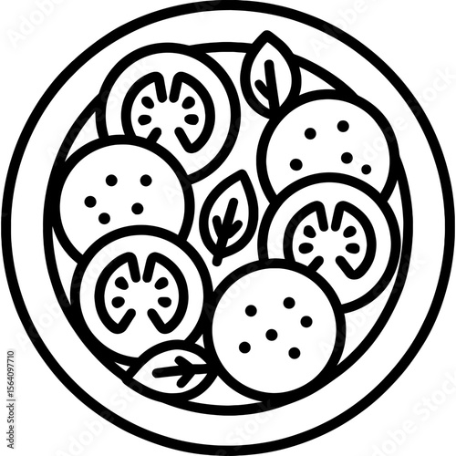 Caprese salad outline icon vector