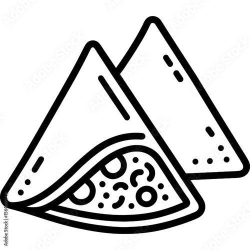 Samosa-style pastry outline icon vector