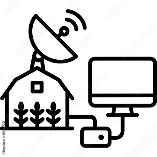 Crop monitoring satellite dish outline icon vector