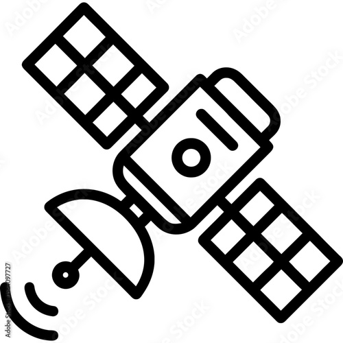 Weather satellite outline icon vector
