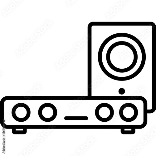 Soundbar with subwoofer outline icon vector