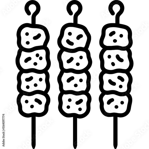 Nigerian street food suya skewers outline icon vector