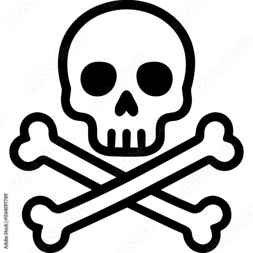 Toxic skull and crossbones outline icon vector