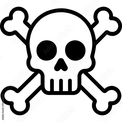 Toxic skull and crossbones outline icon vector
