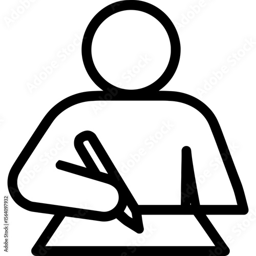 Person writing with pen on paper outline icon vector