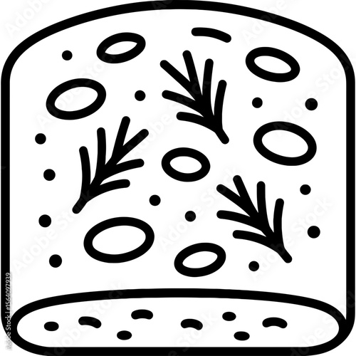 Focaccia bread outline icon vector