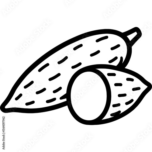 Cassava root outline icon vector