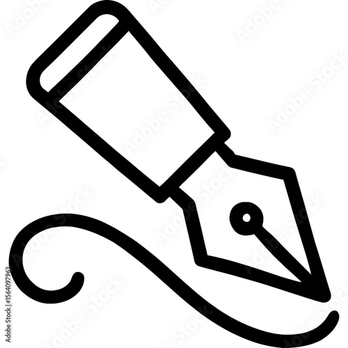 Calligraphy pen outline icon vector