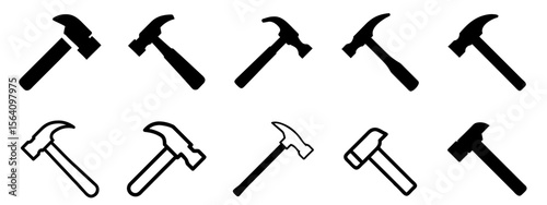 Hammer Icon Vector Collection for Tools, Construction, and Engineering Projects