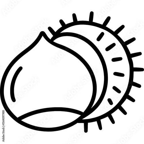 Chestnut in spiky shell outline icon vector
