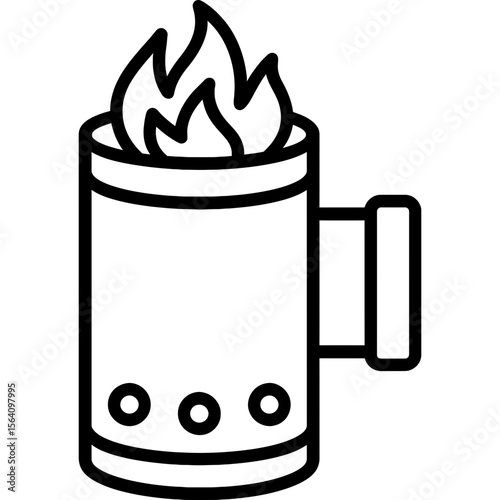 Charcoal chimney starter outline icon vector